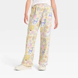 Sanrio Girls' Hello Kitty and Friends Printed Fleece Wide Leg Sweatpants - Light Yellow L