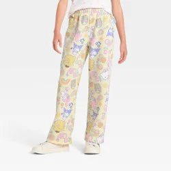 Sanrio Girls' Hello Kitty and Friends Printed Fleece Wide Leg Sweatpants - Light Yellow XL