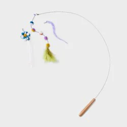 Figural Wire Wand Teaser Cat Toy - Boots & Barkley™ 3 Piece: Pet Activity Occupy, Pounce, 35.8" Height