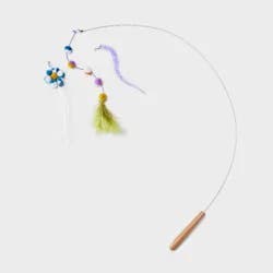 Figural Wire Wand Teaser Cat Toy - Boots & Barkley™ 3 Piece: Pet Activity Occupy, Pounce, 35.8" Height