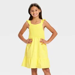 Girls' Flutter Sleeve Bodice Sweater Dress - Cat & Jack™ Yellow XL