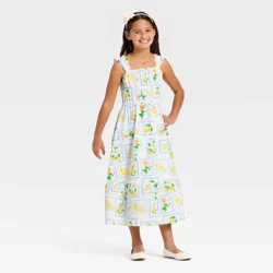 Girls' Flutter Sleeve Citrus Dress - Cat & Jack™ White M
