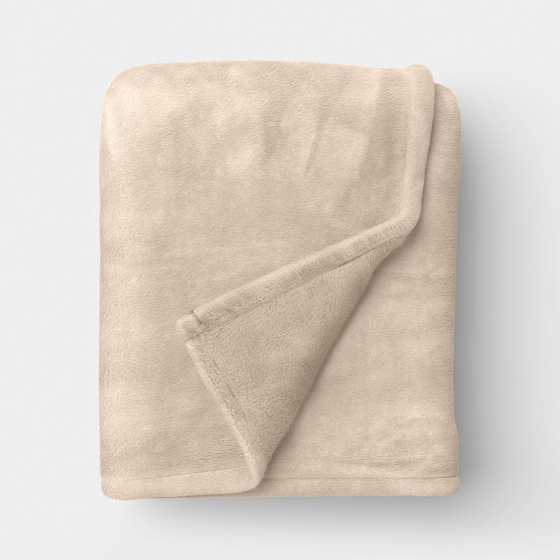 slide 1 of 5, Oversized Primalush Throw Blanket Khaki - Threshold™, 1 ct