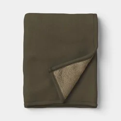 Oversized Chenille Throw Blanket with Faux Shearling Reverse Green - Threshold™