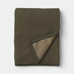 Oversized Chenille Throw Blanket with Faux Shearling Reverse Green - Threshold™