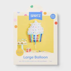Large Birthday Rainbow Cupcake Foil Balloon- Spritz™