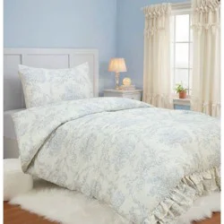 Harlow & Wren Twin Ruffle Comforter Set Blue Floral