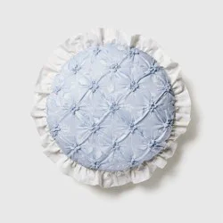 Makers Collective Round Ruffle Throw Pillow Blue Floral