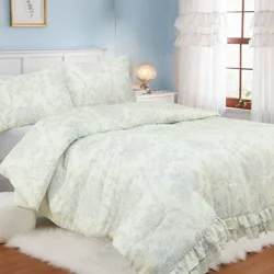 Harlow & Wren Full/Queen Ruffle Comforter Set Blue Floral