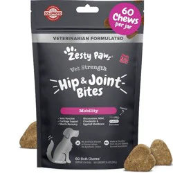 Zesty Paws Vet Strength Bacon and Beef Flavor Hip and Joint Dog Vitamins and Supplements - 60ct