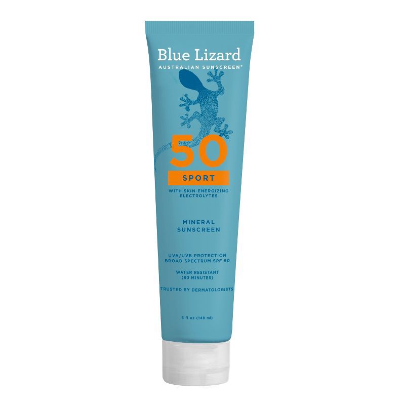 slide 1 of 9, Blue Lizard Australian Sunscreen Sport Lotion - SPF50 - 5 fl oz: Whole Body, Vegan, Oxybenzone-Free, Unscented, 50 ct; 5 fl oz
