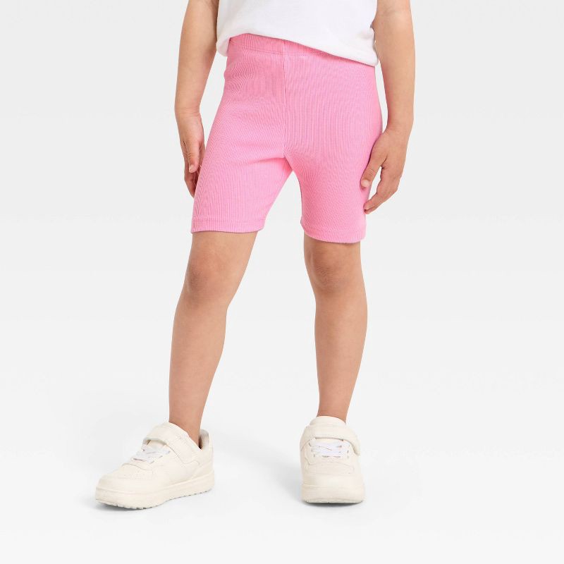 slide 1 of 3, Toddler Girls' Ribbed Bike Shorts - Cat & Jack™ Pink 2T, 1 ct