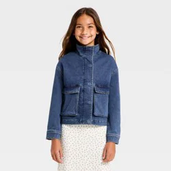 Girls' Denim Utility Jacket - art class™ Medium Wash XL
