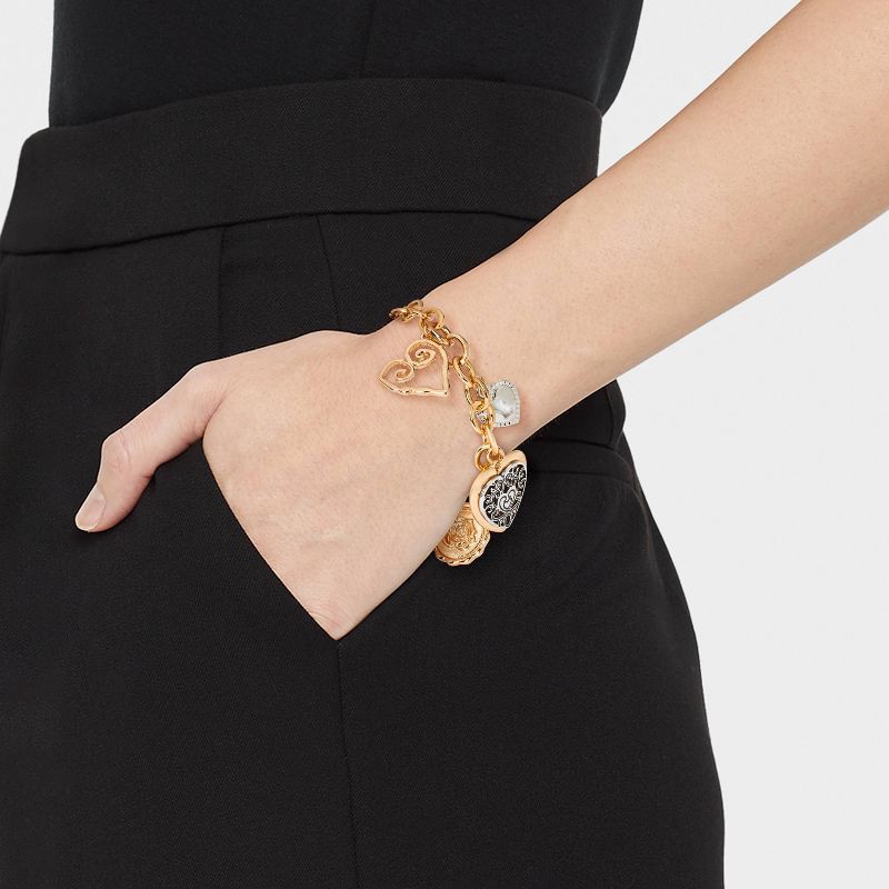 slide 2 of 4, Multi Heart Charm Statement Bracelet - Wild Fable™ Gold, 1 ct