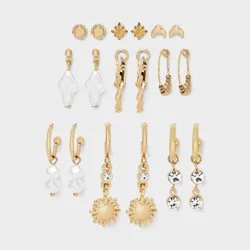 Beachy Celestial Mixed Hoop Earring 9ct - Wild Fable™ Gold