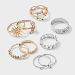 Celestial 8pc Ring Set - Wild Fable™ Mixed Metal
