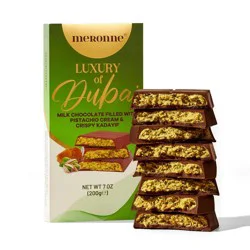 Meronne Dubai Milk Chocolate Filled with Pistachio Cream & Crispy Kadayif - 7oz