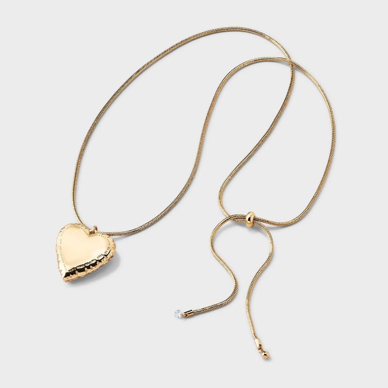 slide 3 of 5, Adjustable Heart Necklace - A New Day™ Gold, 1 ct
