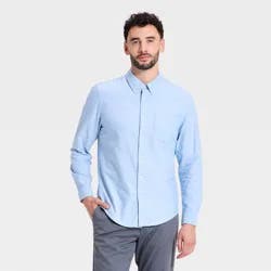 Men's Every Wear Long Sleeve Oxford Button-Down Shirt - Goodfellow & Co™ Seamless Blue L