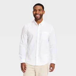 Men's Every Wear Long Sleeve Oxford Button-Down Shirt - Goodfellow & Co™ True White S