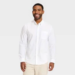 Men's Every Wear Long Sleeve Oxford Button-Down Shirt - Goodfellow & Co™ True White L
