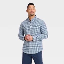 Men's Every Wear Long Sleeve Oxford Button-Down Shirt - Goodfellow & Co™ Blue Gingham S