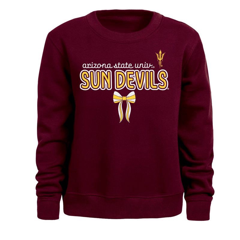 slide 1 of 3, NCAA Arizona State Sun Devils Girls' Bow Sweatshirt - L, 1 ct