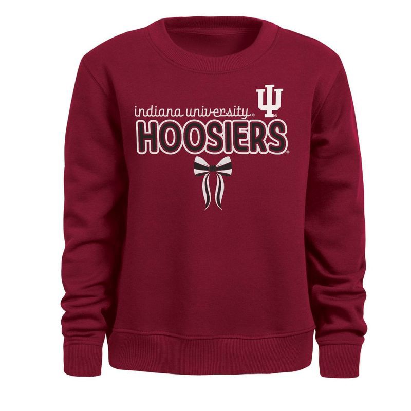 slide 1 of 3, NCAA Indiana Hoosiers Girls' Bow Sweatshirt - S, 1 ct