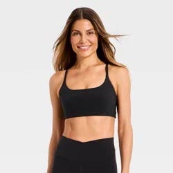 Women's Super Flex Light Support Open Back Sports Bra - All In Motion™ Black M