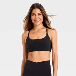 Women's Super Flex Light Support Open Back Sports Bra - All In Motion™ Black L