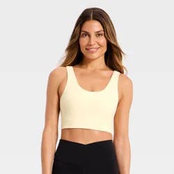 Women's Everyday Soft Medium Support Longline Sports Bra - All In Motion™ Light Yellow M