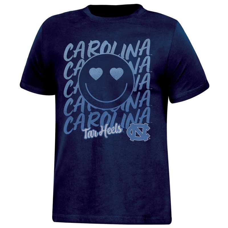 slide 1 of 3, NCAA North Carolina Tar Heels Girls' Smile T-Shirt - L, 1 ct