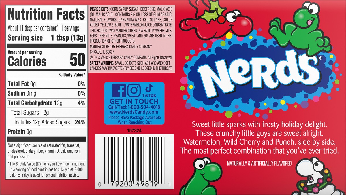 slide 5 of 9, Nerds Frosty Assorted Candy TBox Holiday 5 oz 157324, 5 oz