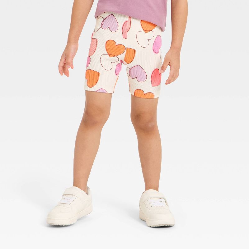 slide 1 of 3, Toddler Girls' Ribbed Bike Shorts - Cat & Jack™ Cream 4T, 1 ct