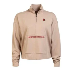 NCAA Louisville Cardinals Women's Off White 3/4 Zip Sweatshirt - L