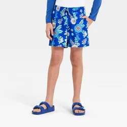 Boys' Floral Swim Trunks with Built in Boxers - art class™ Blue L