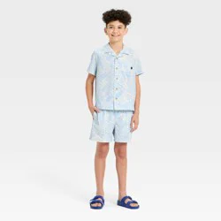 Boys' Palm Printed Swimwear Sets - art class™ Light Blue S
