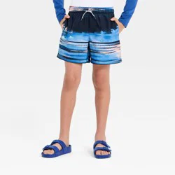 Boys' Swim Trunks with Built in Boxers - art class™ Blue/Black L