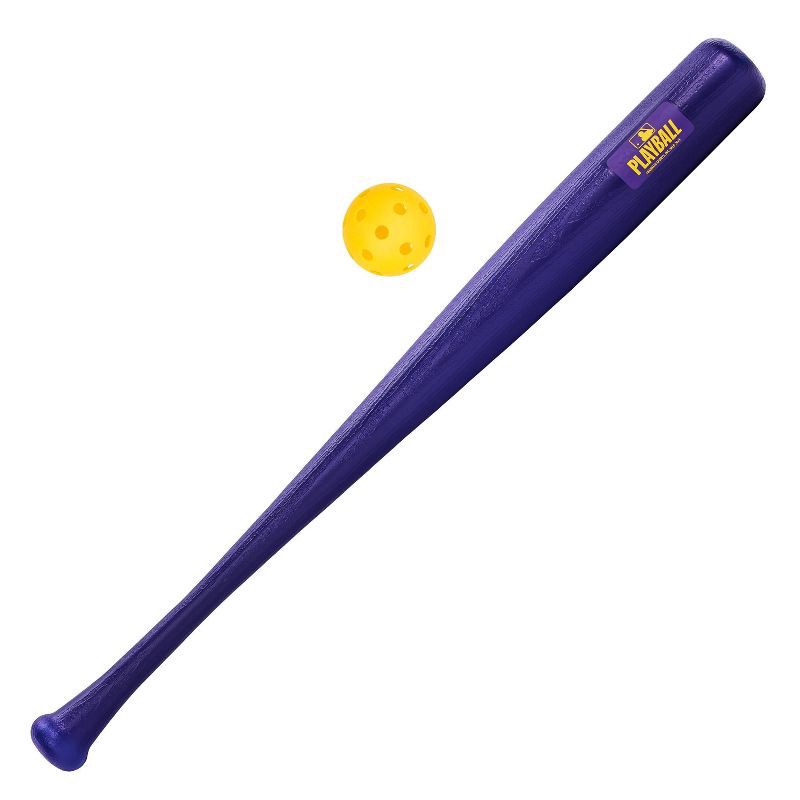 slide 1 of 9, MLB Playball 30" Bat/Ball T- Ball Set - Purple/Yellow, 1 ct