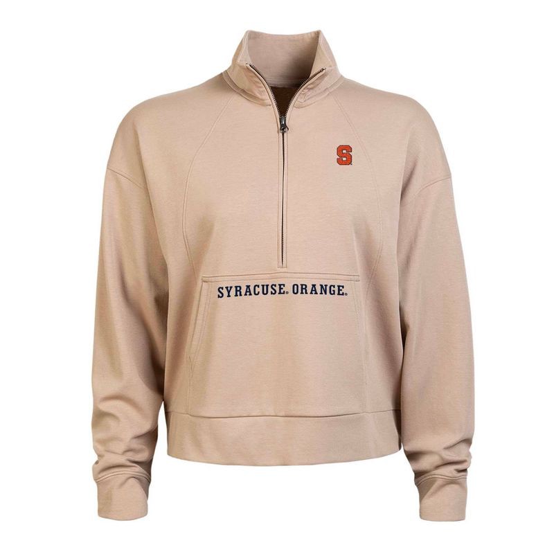 slide 1 of 3, NCAA Syracuse Orange Women's Off White 3/4 Zip Sweatshirt - L, 1 ct