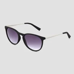 Women's Matte Metal Round Sunglasses - Universal Thread™ Black/Silver