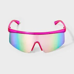 Women's Crystal Plastic Shield Sunglasses - Wild Fable™ Pink