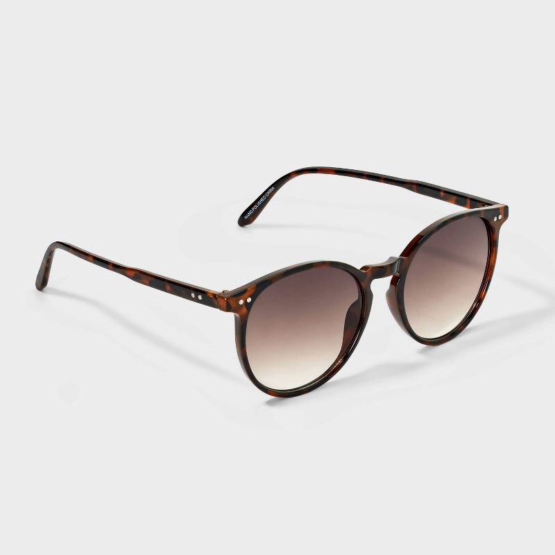 slide 2 of 2, Women's Plastic Round Tortoise Sunglasses - Wild Fable™ Brown, 1 ct