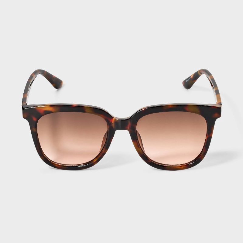 slide 1 of 2, Women's Recycled Plastic Square Tortoise Print Sunglasses - Wild Fable™ Brown, 1 ct