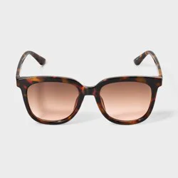 Women's Recycled Plastic Square Tortoise Print Sunglasses - Wild Fable™ Brown