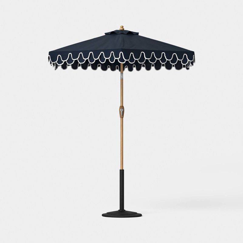 slide 1 of 7, Threshold designed w/Studio McGee 6.5' Double Scallop Valance Outdoor Patio Umbrella - Navy - Threshold designed w/ Studio McGee, 1 ct
