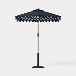 Threshold designed w/Studio McGee 6.5' Double Scallop Valance Outdoor Patio Umbrella - Navy - Threshold designed w/ Studio McGee