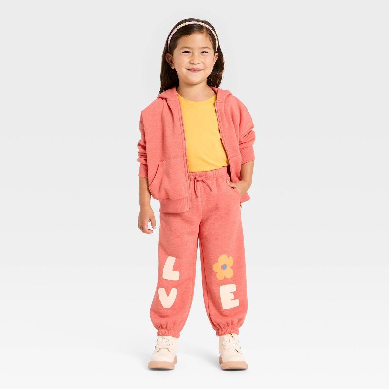 slide 4 of 4, Toddler Girls' Love Jogger Pants - Cat & Jack™ Pink 3T, 1 ct