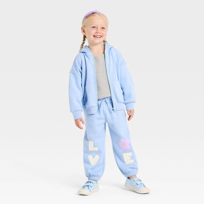 slide 4 of 4, Toddler Girls' Love Jogger Pants - Cat & Jack™ Blue 2T, 1 ct