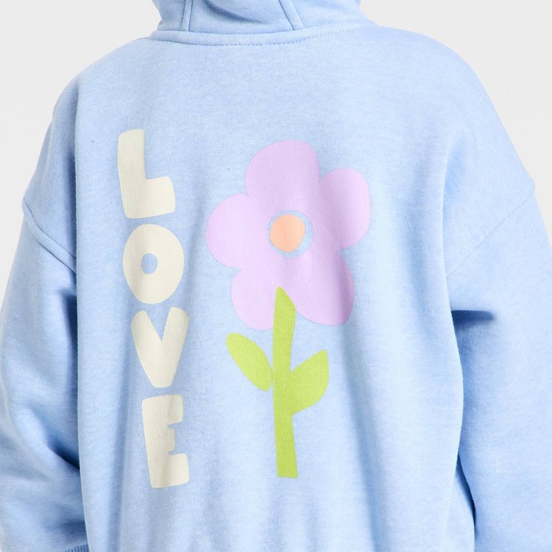 slide 2 of 4, Toddler Girls' Love Hooded Zip-Up Sweatshirt - Cat & Jack™ Blue 18M, 1 ct